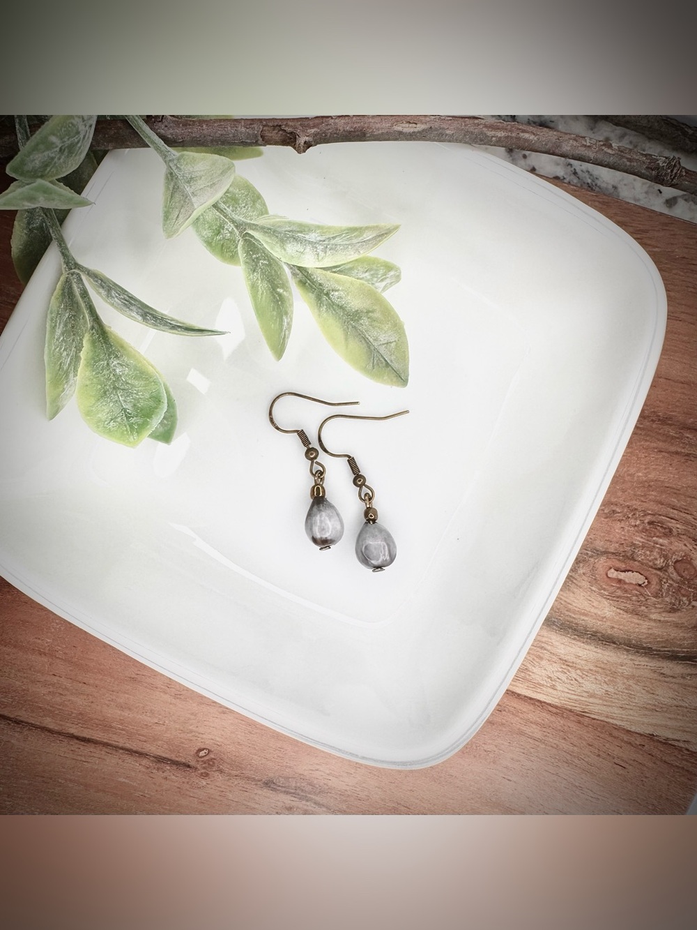 Job’s Tears Seed Bead Dangle Earrings with 925 Sterling Silver Hooks